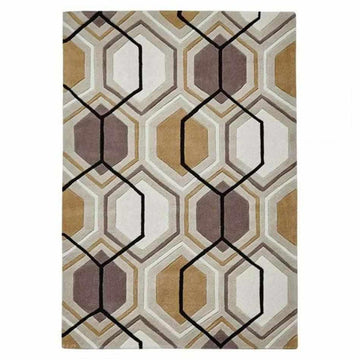 Hong Kong HK7526 Modern Geometric Hand-Tufted Soft Textured Hi-Lo Acrylic Beige/Yellow Rug-Think Rugs-Rug Love - The Most Loved Rug Store